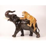 Damaged Beswick elephant and tiger 1720, tall of tiger & one tusk broken , parts available