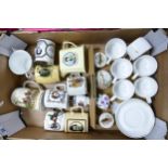 A collection of Royal Commemorative Cups & tankards, Decorative Lidded pots, & Singapore Airways