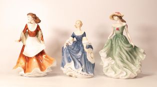 Royal Doulton Lady Figures Best Wishes Hn3971(2nds), Hilary Hn2335 & Autumn Time Hn3231(a/f)(3)