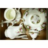 Royal Albert Celebration patterned Coffee Pot & small teapot , two salad plates & 1 rimmed bowl, all
