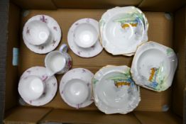 A collection of Floral decorated Shelley items to include cup & saucer sets, bowls etc