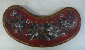 Late Victorian Beadwork Marquetry Stand, on Agate Patterned Pottery Feet. Base is decorated with