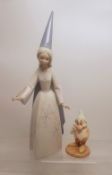 LLadro female Wizard Figure together with Royal Doulton Bashful SW16 (2)