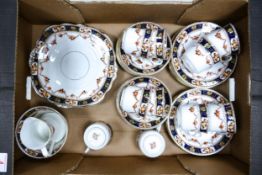 Royal Vale china, Longton tea ware to include 10 trio's, milk jug, and 2 cake plates ( 1 tray)