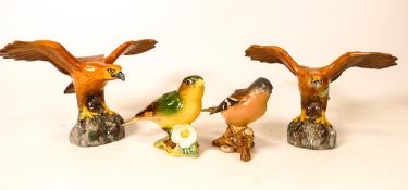 Two Beswick eagles 2397, Greenfinch 2106 and Chaffinch 981 (4)