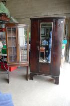 Modified Oak Glazed Book Case together with similar Tallboy(2)