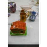 A mixed collection of items to include Wedgwood Jasperware, Beswick Cottage theme butter dish ,