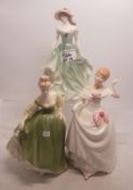 Royal Doulton lady figures to include Best Wishes HN3971, Dawn (2nds) HN3600 & Fair Lady HN2193 (3).