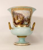 Derby Handled Vase with View of Switzerland, height 21cm
