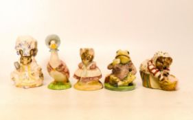 Beswick Beatrix Potter figures to include Mrs Tiggy winkle washing, Jeremy Fisher, Jemima