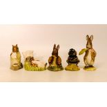 Royal Albert Beatrix Potter figures to include Benjamin Bunny sat on a bank, Babbitty Bumble, Chippy