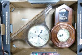 Art Deco Wooden Cased Mantle Clock & later drop dial wall clock