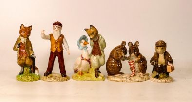 Royal Albert Beatrix Potter figures to include Johnny Town mouse, Christmas stocking, Mr Tod, Mr