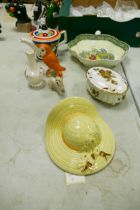 A mixed collection of items to include Art Deco Wall Plaque, Adams Series Ware Shallow bowl Sadler