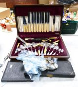 Large Cutlery Canteen ( part filled) together cased & loose similar items