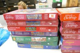 A collection of WH Smith & similar Christmas Theme 1000 Piece Jigsaw Puzzles (vendor states complete
