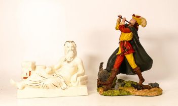Royal Doulton character figure Old Father Thames HN2993 together with resin figure pied piper (2)