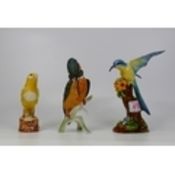 Crown Staff Jt Jones Figure Hummingbird, Goebel Kingfisher & similar Canary , tallest 18.5cm(3)