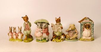 Royal Albert Beatrix Potter figures to include Miss Dormouse, Jeremy Fisher, Foxy Whiskered