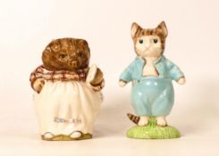 Royal Albert Large Beatrix Potter Figures Mrs Tiggywinkle & Tom Kitten(2)