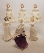 Royal Doulton small figures to include February, January (2nds), Sweet Dreams HN3394, Happy