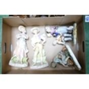 A collection of Continental Capodimonte & similar large pottery figures (taller figures with