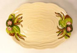 Clarice Cliff Embossed Platter with floral decoration, length 28.5cm