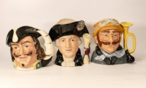 Royal Doulton large character jugs to include George Washington D6669, Capt Henry Morgan D6467 and