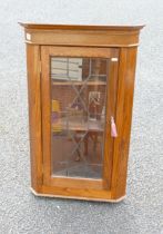 Early 20th Century Leaded Window Corner Cabinet with Key