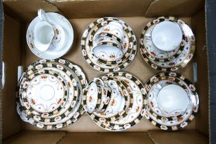 Floral and gilt tea ware to include cups, saucers, milk jug, sugar bowl, side plates etc ( 1 tray)