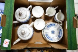 Coalport Revelry patterned tea ware including 2 small teapots, trio, sugar bowl & two cream jugs