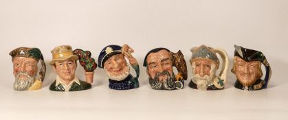 Royal Doulton small character jugs to include Robinson Crusoe D6539, Gardener D6868, Old Salt D6554,