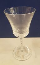 Boxed St Louis High Quality Lead Crystal set of Six Apollo Patterned Wine Glass Goblets, height 19cm