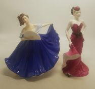 Royal Doulton lady figure Elaine HN2791 together with Coalport Sophisticated Lady figure (2).