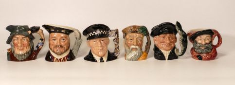 Royal Doulton small character jugs to include Falstaff D6385, Henry VIII D6647(2nds), Robinson