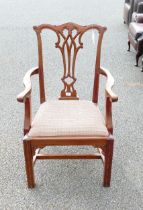 Chippendale Revival Upholstered Arm Chair