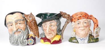Royal Doulton large character jugs to include Fortune Teller D6874, Pied Piper D6403 & Merlin