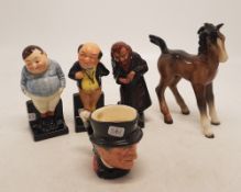 A collection of ceramic items to include Beswick foal, miniature Royal Doulton John Peel character
