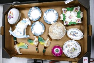 A mixed collection of items to include Marlstone Cameo lidded circular pot, Wedgwood Ashtrays,