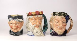 Royal Doulton large character jugs to include Granny D5521, Neptune D6548 & Bacchus D6499(3)