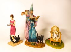 Three Royal Doulton resin figures to include The Wizard, Drinks for the boys and You look