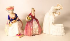 Royal Doulton figures to include Kathleen HN3100, Janet HN1537 ( crack to dress) and Mother & Baby