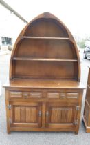 A Linen Press Dutch Back Dresser. Height: 175cm