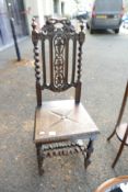19th Century Carved Dining Chair with turned legs