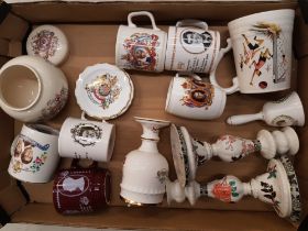 A Mixed collection of items to include Crown staffordshire football themed tankard, royal