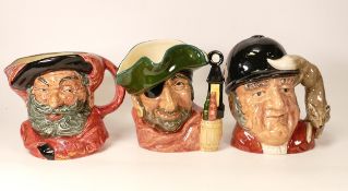 Royal Doulton large character jugs to include Falstaff, Smuggler D6616 and Gone Away D6531 (3)