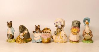 Royal Albert Beatrix Potter figures to include Lady Mouse, Diggory Diggory Delvet, Goody Tiptoes,