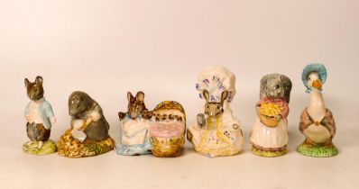 Royal Albert Beatrix Potter figures to include Lady Mouse, Diggory Diggory Delvet, Goody Tiptoes,