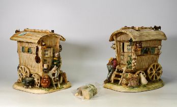 Two Bowen Williams gypsy caravan figures (Damages to both, some pieces present together with Bowen