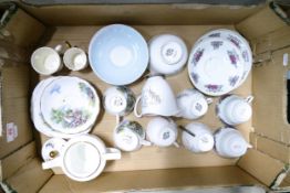 A collection of Cups & saucers to include Royal Vale pottery, Queen Anne together with hand